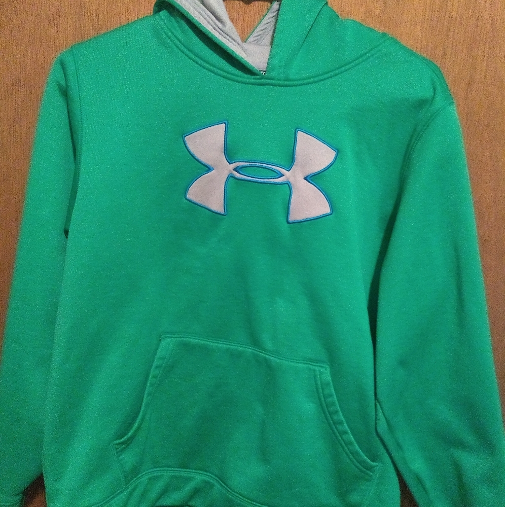 Kids Under Armour Green Storm Hoodie.